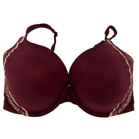 Victoria's Secret Body By Victoria Lined Perfect Coverage Burgundy Bra 34DDD - Picture 1 of 7